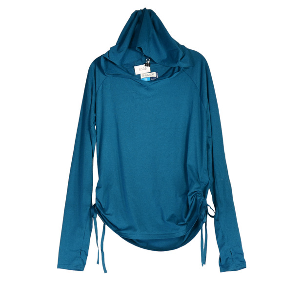 Magellan Tops - Magellan Fish Gear Performance Top Women Large Teal Hooded Ruched Athleisured r